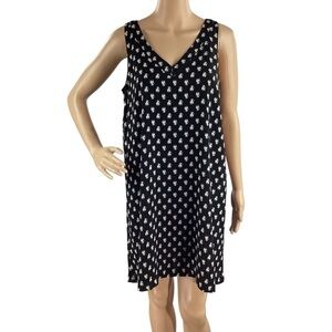 LOFT Berry Swing Mini Dress Black Floral Swing Size S